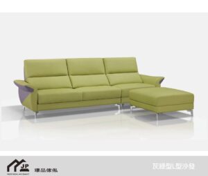 台灣製造＊灰綠貓抓皮L型沙發